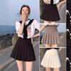 Women's Black Pleated Skirt Spring Autumn Petite JK Short Skirt Grey High-Waisted A-Line Casual All-match Versatile Summer Skirt