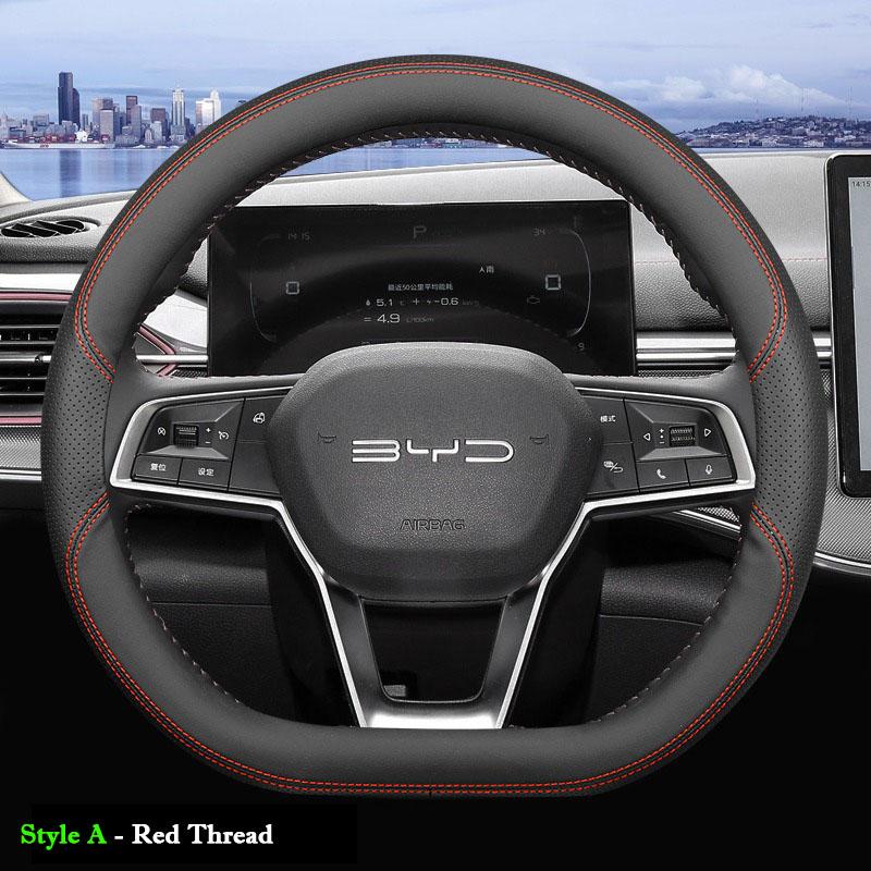 Pour BYD KING 2022 2023 2024 2025 Housse de volant de voiture ultra fine en cuir Antidérapante Accessoires de protection spéciaux
