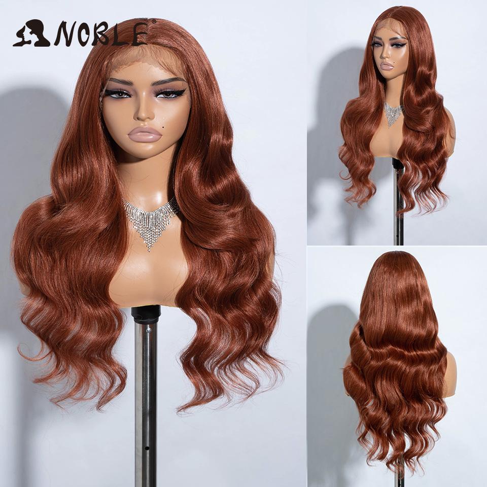 Noble Synthetic Lace Front Wig 28“ Highlight Honey Brown Body Wave Wig Cosplay Wigs For Women Wig Lace Front Wig Synthetic