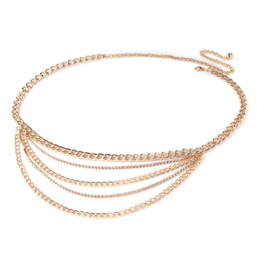 Retro Simple Multilayer Diamond Female Bikini Waist Chain Charm Women Waist Chain Belly Belt Fashion Jewelry Body Necklace