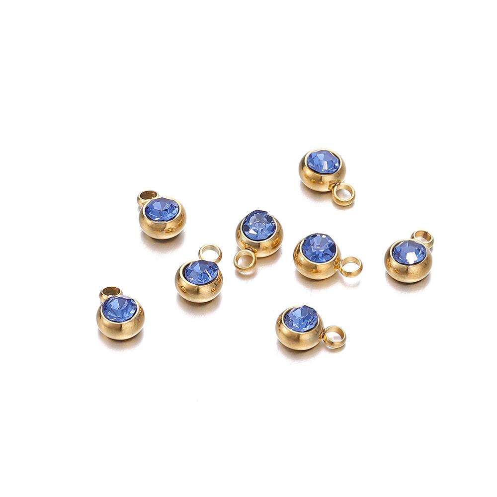 20Pcs 6mm Stainless Steel Rhinestone Beads Gold Color Crystal Charms Pendants for DIY Necklace Bracelet Charm Jewelry Making