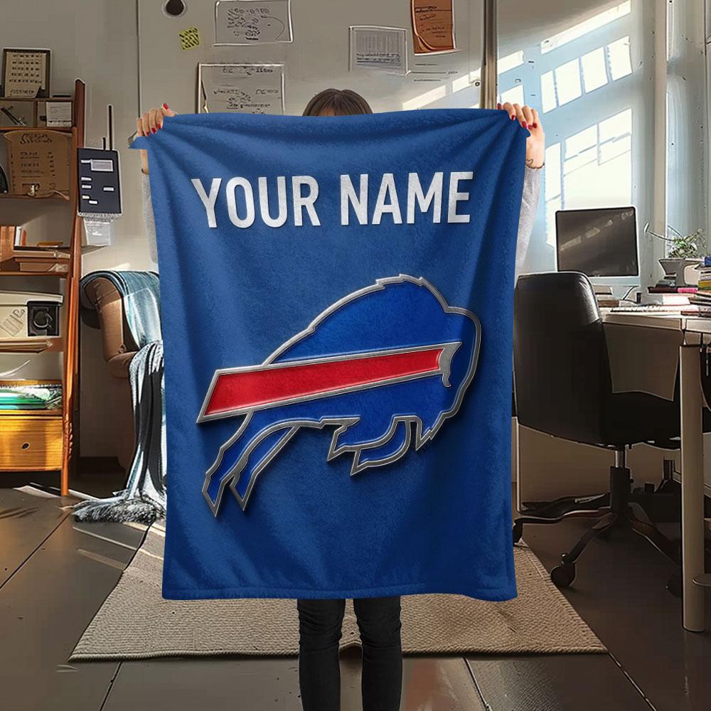 Individueller Name, Buffalo Bills Aufdruck Flanelldecke, weicher Überwurf für Schlafzimmer Sofa, waschbar, Weihnachtsgeschenk, tolles Geschenk.