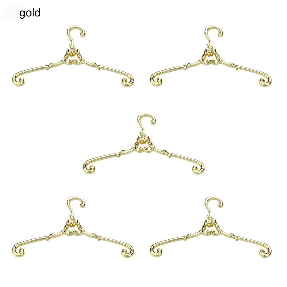 5Pcs Metal Mini Coat Hanger Windproof Dolls Clothes Rack Doll Clothes Hanger Bedroom Decor