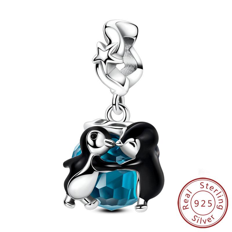 Abalorios de Cobre Originales Abalorios Copo de Nieve de Invierno Muñeco de Nieve Iglú Colgante Pingüino Ajuste Abalorios de Pulsera Joyería para Mujer Regalo