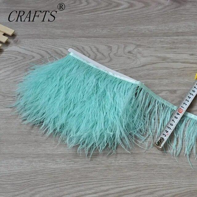 New! High Quality 5meters of White Ostrich Feather Ribbon, Feather Length 8-11cm / DIY Clothing Accessories