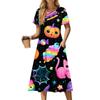Women's Casual Fashion Halloween Printed Short Sleeve Round Neck Dress