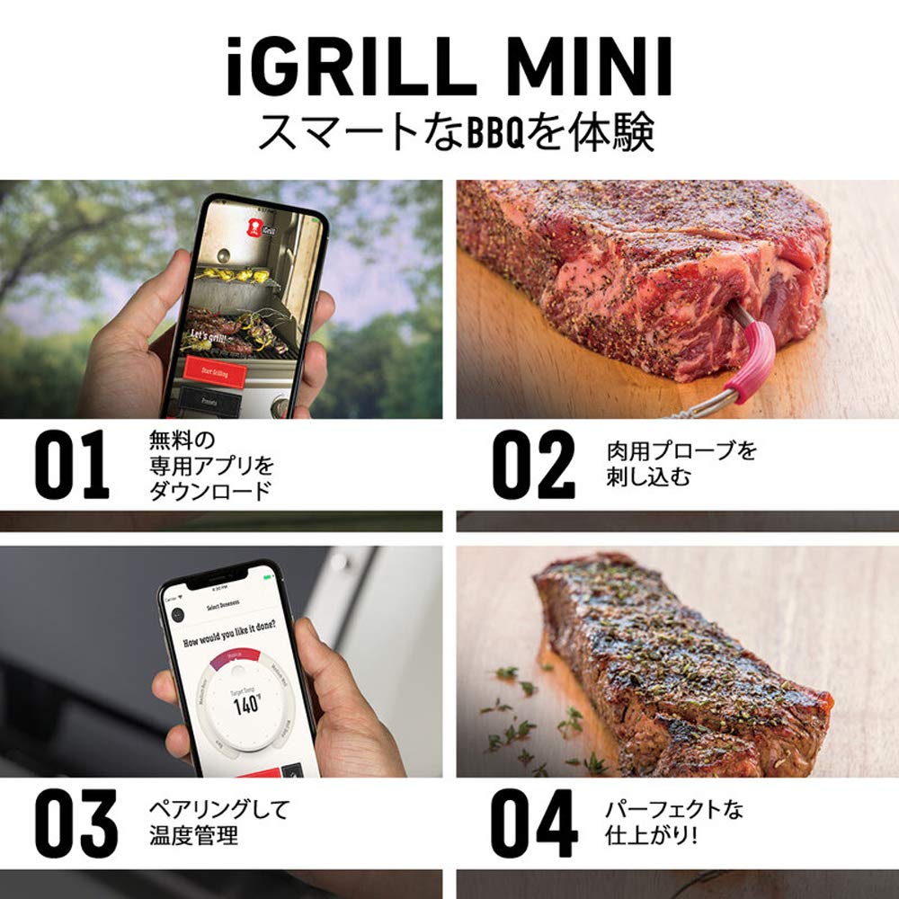Weber iGrill Mini 7206 Smart Device for BBQ Grills - Thermometer (2-Year Warranty, Red)