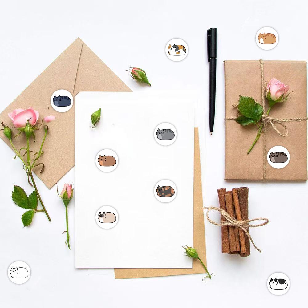500 Sheets/Roll Cute Kitten Mimi Stickers for DIY Journals, Phone Case Decoration, and Gift Sealing.