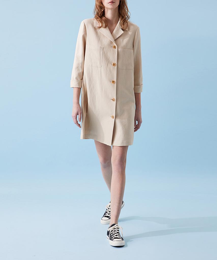 Boyeon Linen Long Jacket Mini Dress Beige 021B