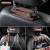2 In 1 Quality Car Headrest Hook Premium Suede Rear Seat Hanging Dual Hook Large Load-Bearing Alloy/ABS Hook Hanger Universal