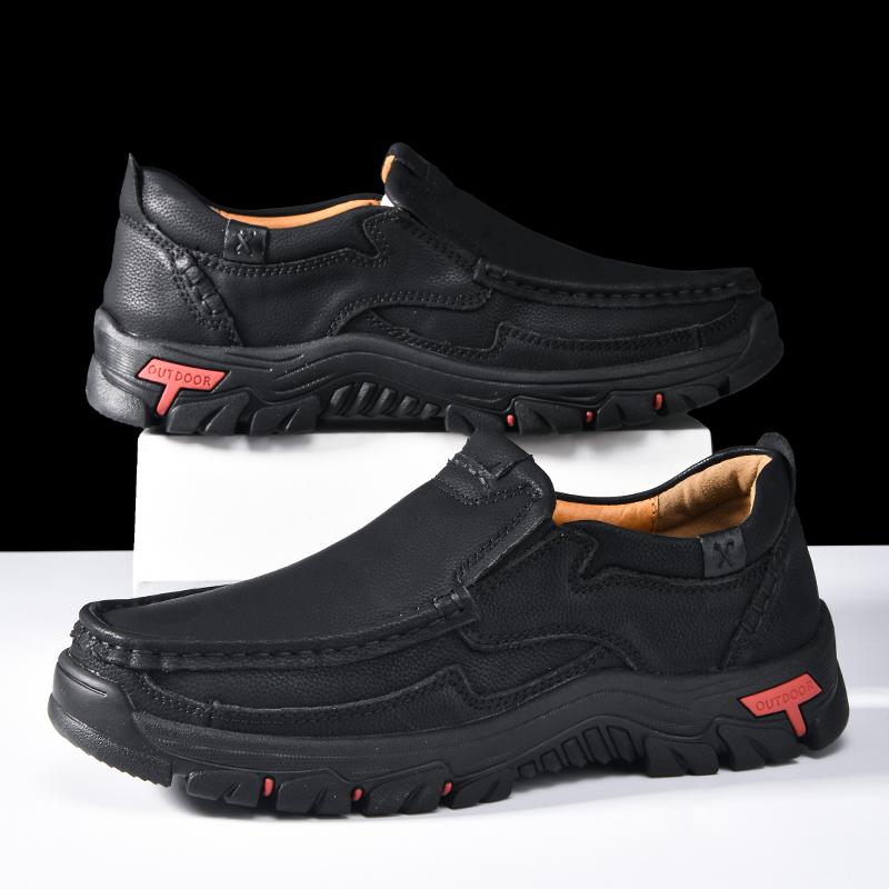 Handgemaakte Leren Heren Casual Schoenen Formele Heren Loafers Moccasins Antislip Instappers Platte Schoenen Buitenman Wandelschoenen Trekkingschoenen