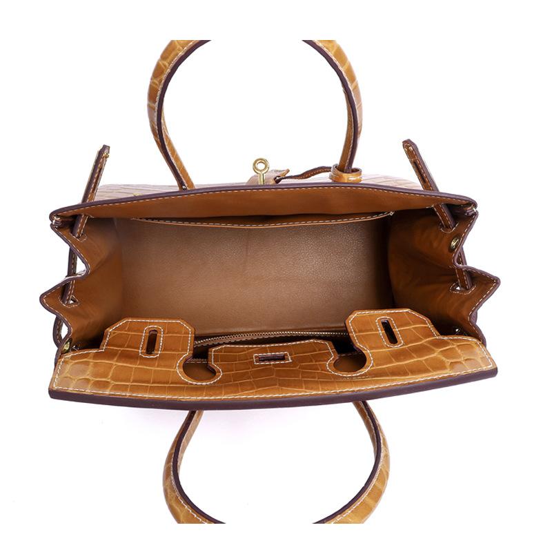 Nuova Borsa a Mano da Donna in Pelle di Mucca con Texture Coccodrillo Vera Pelle Manico Superiore Borsa Moda a Spalla Crossbody per Uso Quotidiano - SENZA LOGO