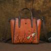 Genuine Leather Women's Handbag Large Capacity Retro Embossed Cowhide Versatile Shoulder Bags