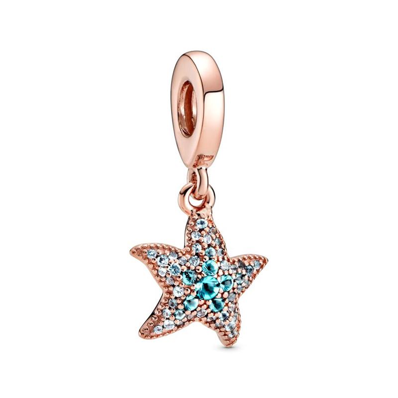 Rosegoud verguld Prachtig Kralen Sprankelende Roze Heteluchtballon Dangle Bedel voor Vrouwen passend op Europese Originele Armband DIY Sieraden