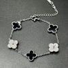 13mm Titanium Steel Double-sided Mother-of-pearl Four-leaf Clover Bracelet Colorfast Elegant and Luxurious for Couples