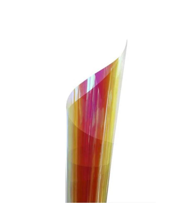 Folie holografică transparentă pentru ferestre, folie dicroică iridescentă pentru ferestre, autocolant decorativ pentru sticlă, rolă de celofan iridescentă autoadezivă