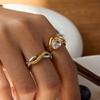 Youthway  Gold Plated Zircon Ring Romantic Geometric White Zircon Irregular Ring Stainless Steel Fashion Women Jewelry Gift