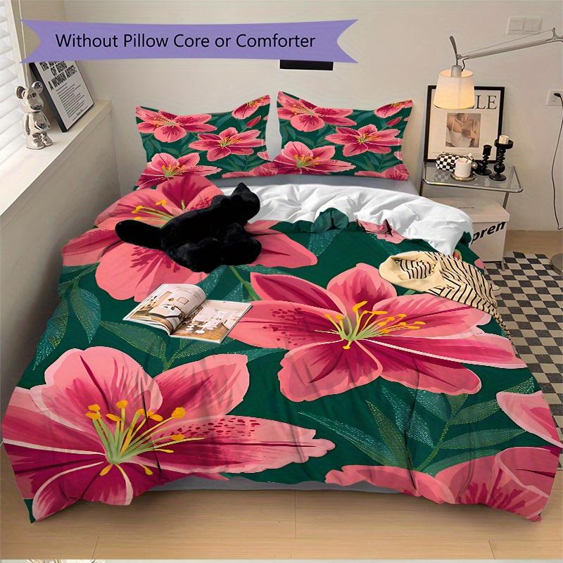 3pcs Floral Pattern Bedding Set, Breathable And Soft, Suitable for All Seasons Machine Washable, Suitable for Bedroom Decoration,yy250822193