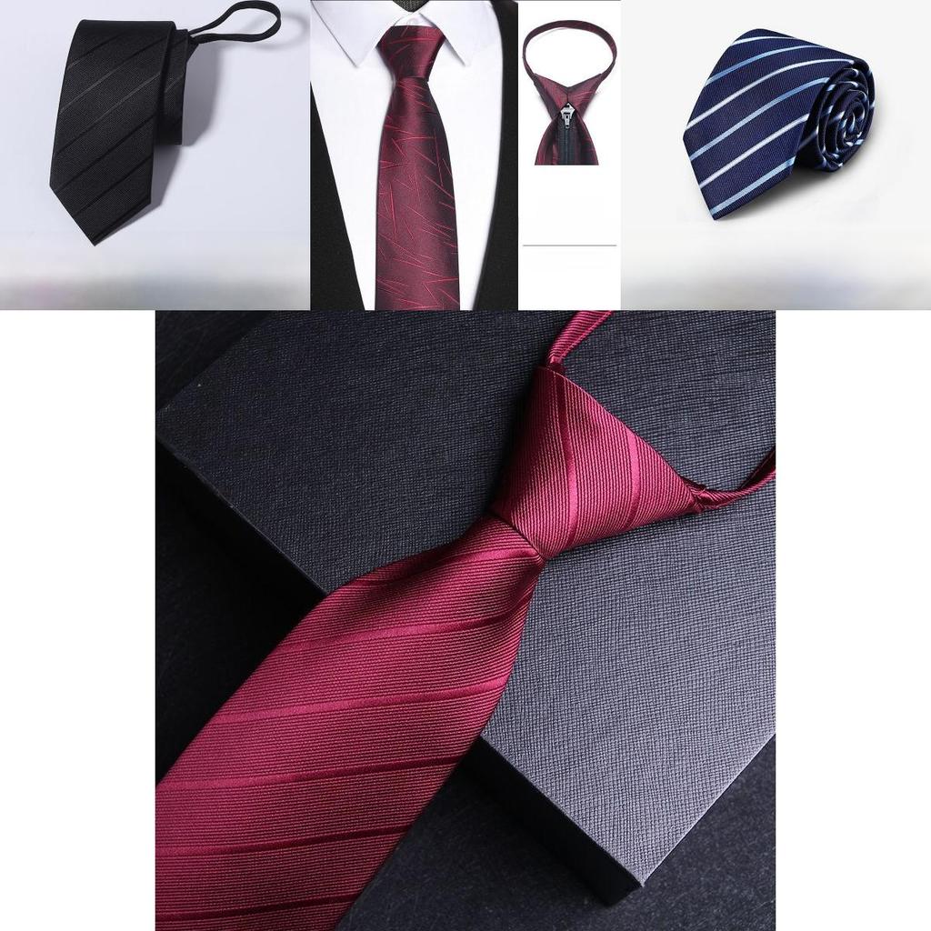 Polyester Striped Tie For Men Business Formal Wear With Zipper Closure For Office And Wedding