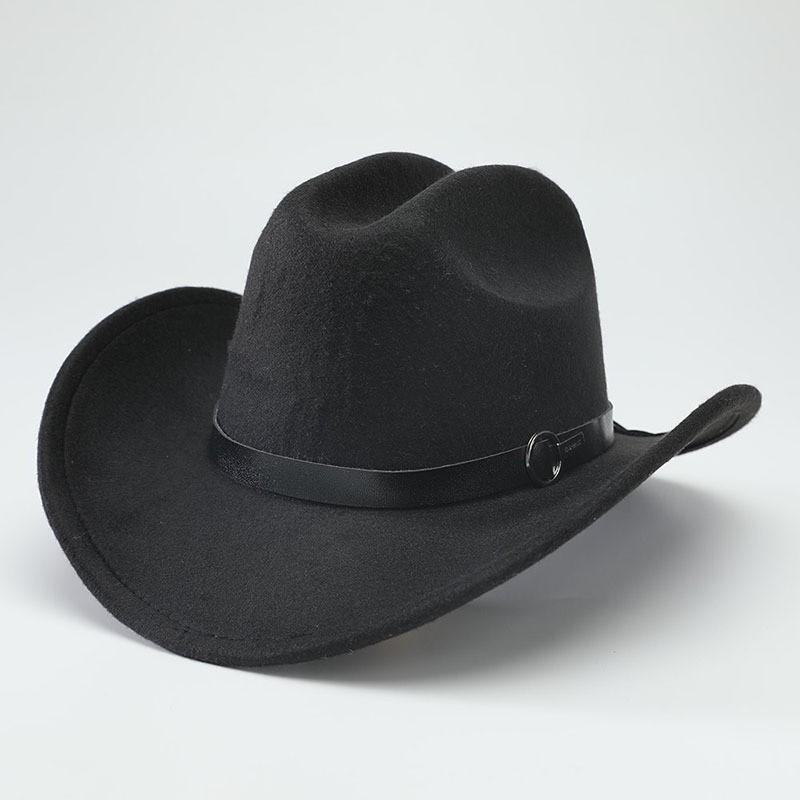 European, American and Western Cowboy Hat Wool Jazz Top Hat Men and Women's Ethnic Style Autumn and Winter Felt Hat Big Eave Hat Felt Hat