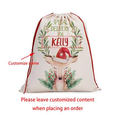 Personalised Santa Sack Christmas Bag with Drawstring Large Santa Gift Bag Holiday Presents Delivery From Santa New Year Gift