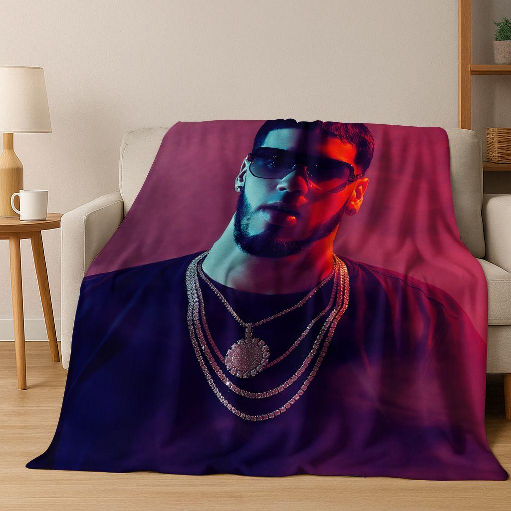 Anuel AA Hip Hop Rapper Singer Flannel Blanket,Warm and Cozy Soft Throw Blanket for Home Bedroom Bed Sofa Cover Kid Gift