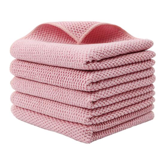 5 Pcs Kitchen Towels Solid Color Dish Towels with Lanyard Absorbent