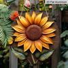 2D Flat Aluminum 7.87 Inch X 7.87 Inch Sunflower Pattern Wall Decoration, Rustic Style, Suitable for Gardens, Farmhouses, Cafes, Living Rooms