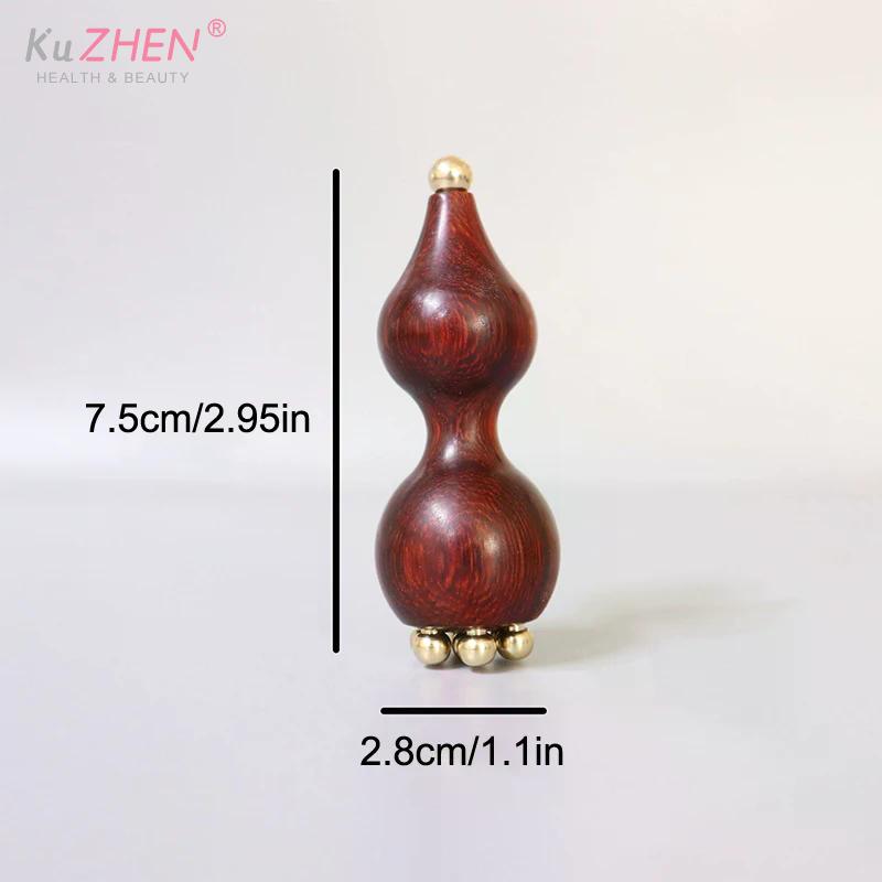 1 STuks Gezichtsmassager Puntmassage Stick Kalebasvormig Messing Huidverzorging Sandelhout Gua Sha Tool Voor Gezicht En Ooggebied