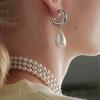MONDAY EDITION Teardrop Pearl Hoop Earrings - Silver