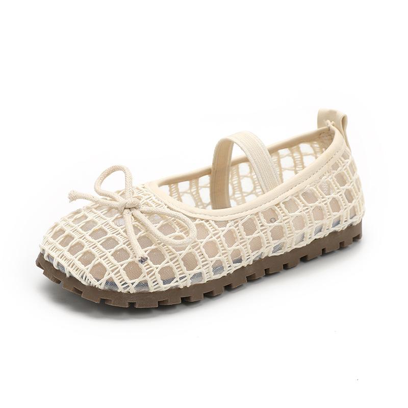 Zapatos de Malla para Niñas con Lazos Sencillos Zapatos Planos para Niños Color Sólido Suela Blanda Verano 2025 Nuevos Zapatos de Princesa para Niños Antideslizantes Moda