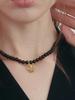 Sosoo Natural Stone Black Onyx Rose Necklace