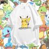 Pok É Mon Pikachu Creative Graffiti Collaboration Short Sleeve Tshirt for Parent Child Summer Pure Cotton Half Sleeve