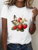 Print Breathable Fabric Mother's Gift Seasonal Fashion Natureinspired Design Women's Casual Sleeve Geometric Strawberry Butterfl