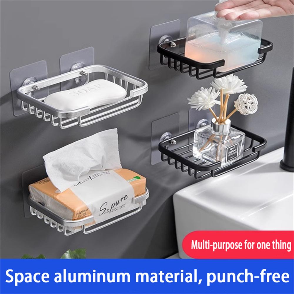 1 Piece Wall-Mounted Soap Dish No-Drill Bathroom Shelf Bathroom Storage Shelf for Toiletries Suitable for Toilets Shower Areas