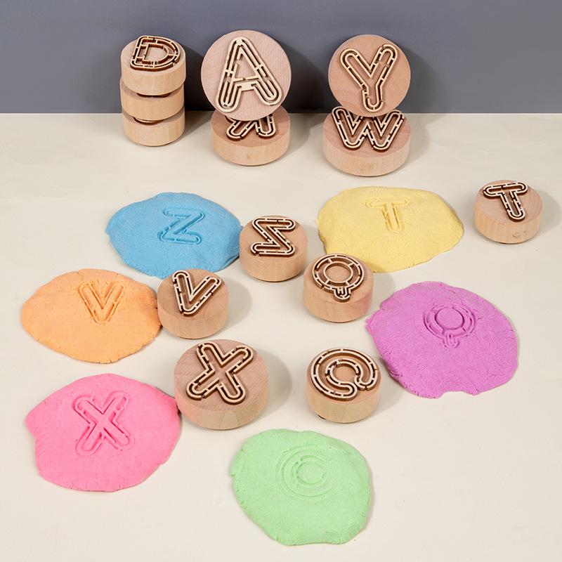 Children's Early Education Puzzle Enlightenment Wooden Beech Seal Solid Wood Toy Wooden Block Letter Puzzle Stamp