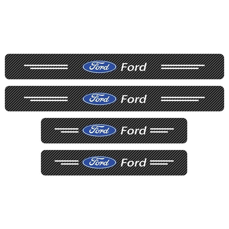 4pcs Car Door Sill Scuff Protective Stickers Carbon Fiber Auto Styling Decals For Ford Focus 2 3 MK4 Mondeo Fiesta Ecosport Kuga ZV5