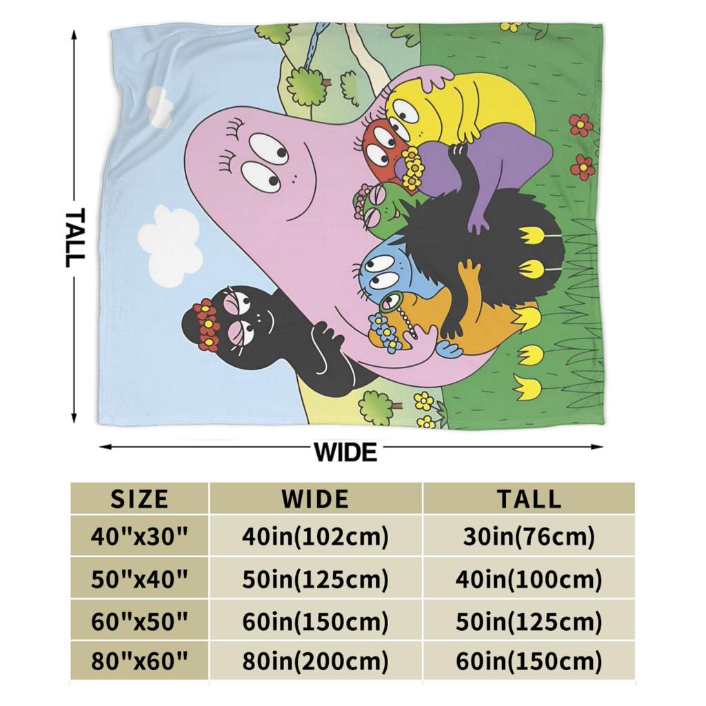 Barbapapa Barbamama Family Flannel Blanket Warm Throw Blanket for Couch Bed Travel Print Bedspread Sofa Bed Cover