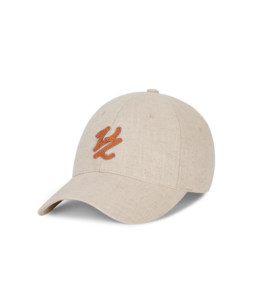 Bajal Flow Vz Leather Patch Ball Cap Natural