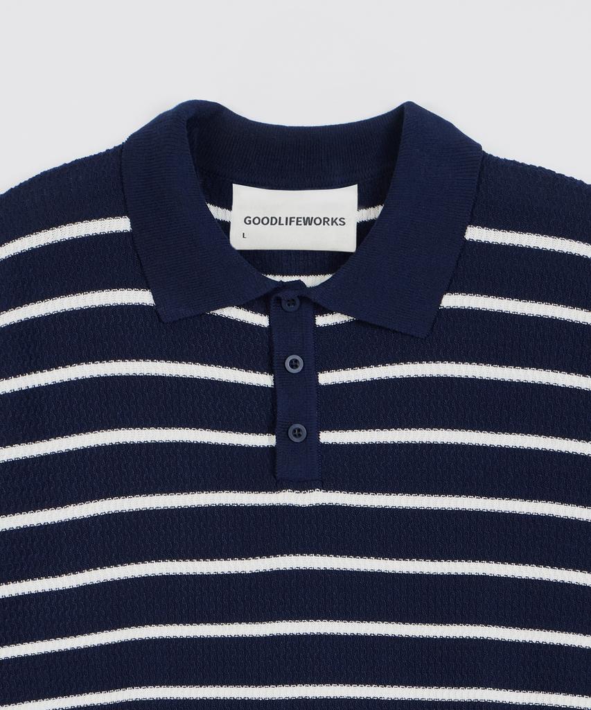 GLW Striped Collar Half Knit Navy