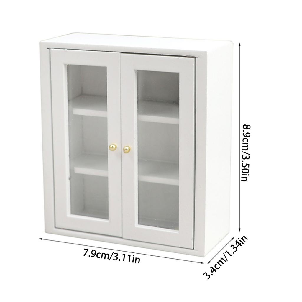 Realistic Wood Shelf Realistic Pretend Play Display Cabinet Model Toy Vintage Display Shelf 1:12 Doll House