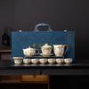 Premium Beige Ru Kiln Gongfu Tea Set with Crackle Glaze, Gift Box