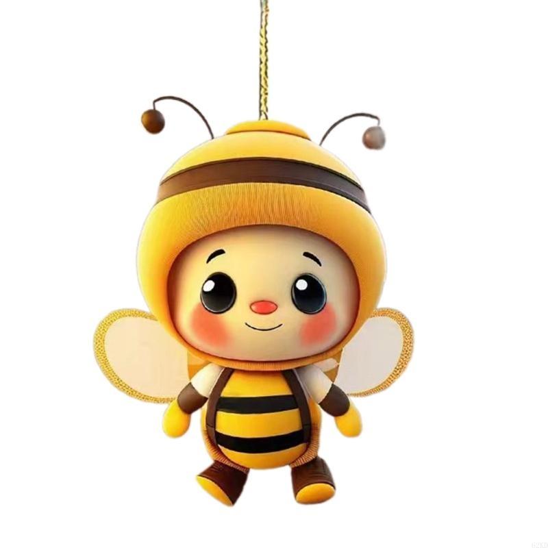 Ornement Abeilles 62KD, Décorations Suspendues pour Rétroviseur de Voiture Acrylique Support de Rétroviseur Intérieur de Voiture