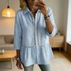 Damesblouse Kraag 3/4 Mouwen Knopen Sluiting Blouses Tops Bandranden Ruches Zoom Stijl voor naar het Werk Blouses