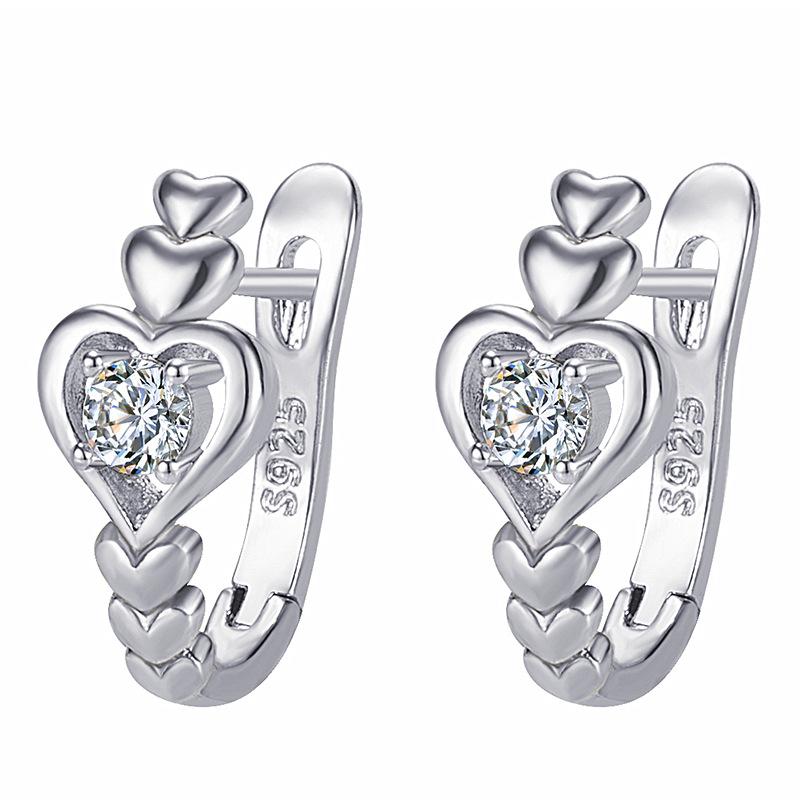 New Arrival Rose Gold Hoop Earrings for Women Jewelry Trendy Crystal Heart Earring Silver 925 Girl Ear Accessories Fashion Gift