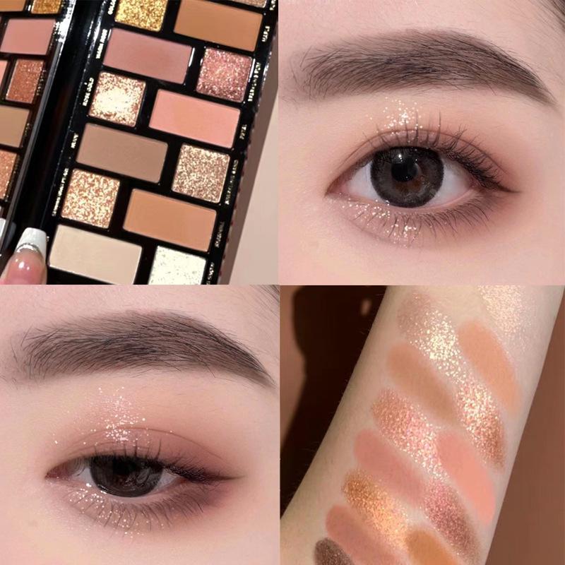MYHO 16-Color Shimmer & Matte Eyeshadow Palette - Earth Tones and Celebrity-Inspired for Beginners & Students