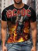 Vyriški AC/DC 3D spausdinti marškinėliai iš 100 % poliesterio įtempto kaklo, laisvalaikio trikotažo audinio viršutinės spaudos vasaros mados marškinėliai