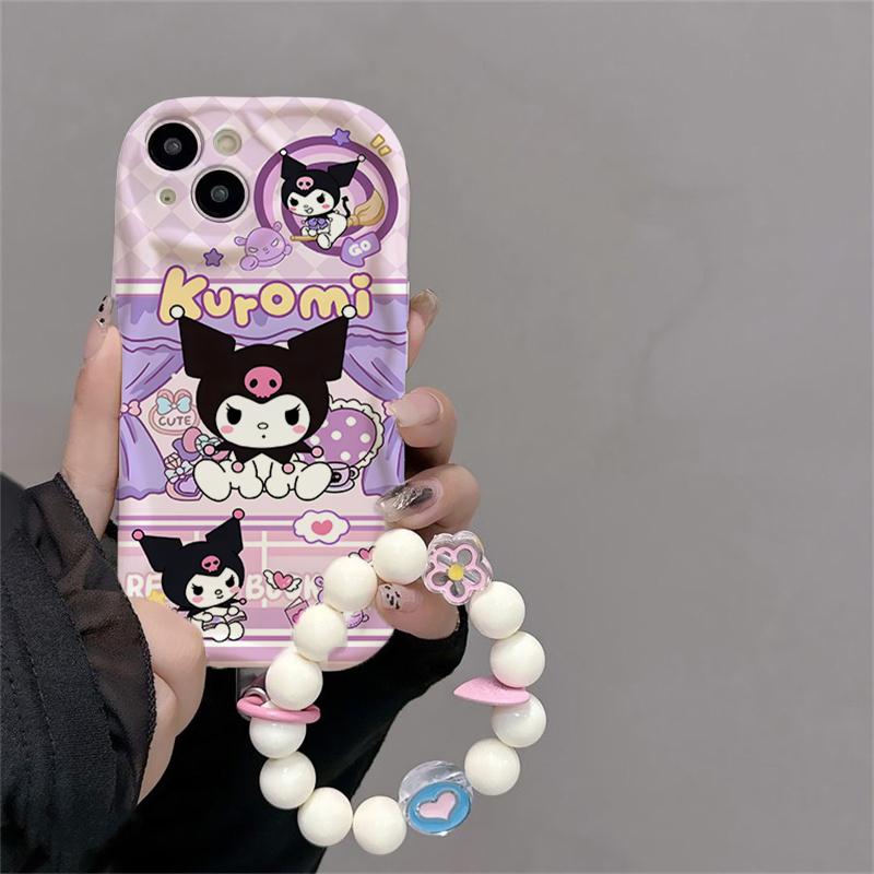 Kuromi Hello Kitty Pearl Chain Case For OPPO Reno 15F 15 Pro 14F 13F 12F 11F 14 13 12 Pro A6X A6 A5 Pro A60 5G  Pochacco Casing