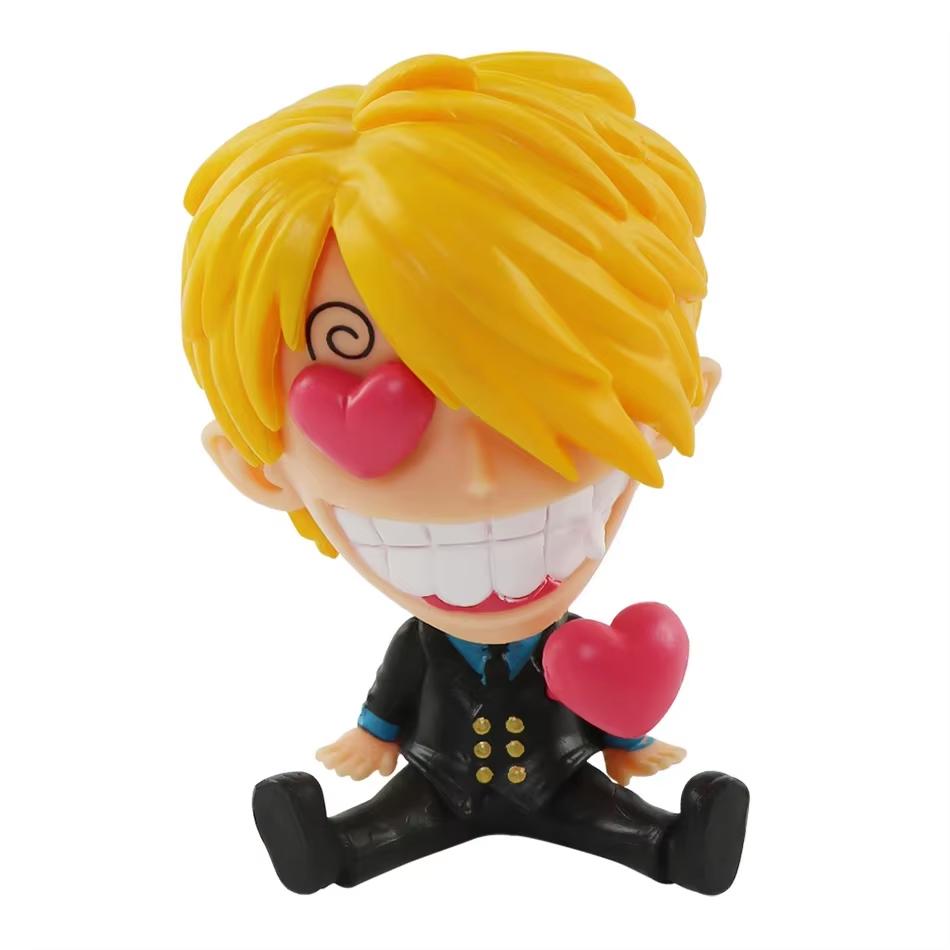 Anime Q-version One Piece Big Head Road Feisuolongjiaobaas Empress Handmade Sitting Doll PVC Model Anime Cute Ornament Gift