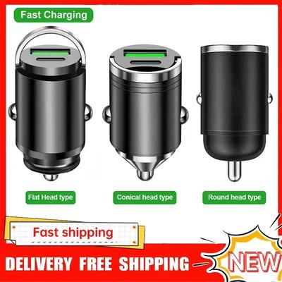 Car 66/100/200W Dual Port Mini USB Charger Ultra Fast Charging Cigarette Lighter Socket Phone Charging Adapter